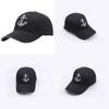 Navy Anchor Black Embroidered Baseball Caps Unisex Hats Men Streetwear Women