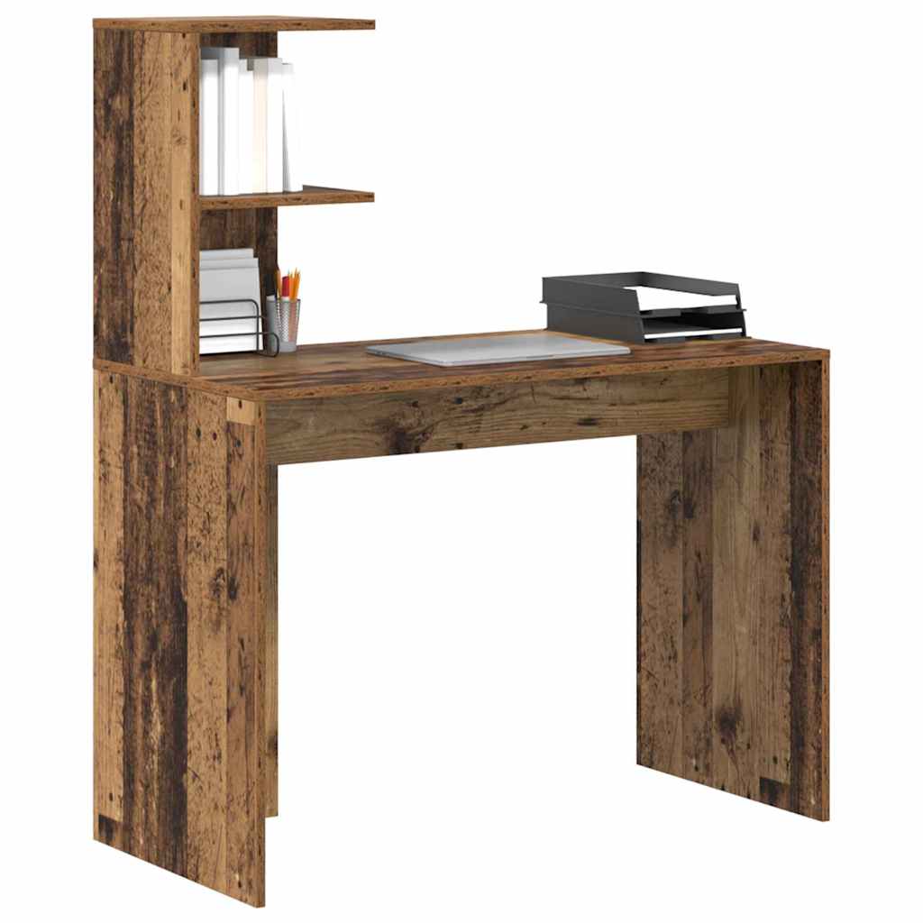 Desk with Shelf Reclaimed Wood Look 102 x 50 x 124 cm Particleboard
