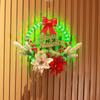 2025 LED Christmas Wreath Hanging Decoration with 8 Light Flashing Functions & Timer LED String Lights Home Window Ornament Lamp