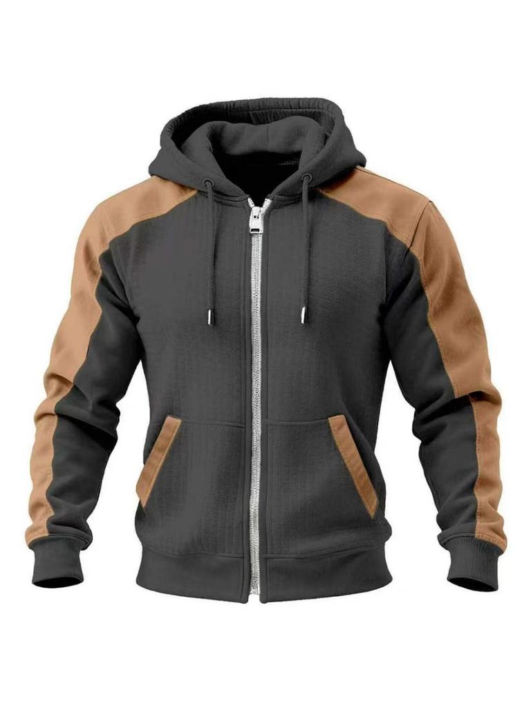 Men's Warm Double-Layer Zipper Hoodie - Casual Autumn/Winter Long-Sleeve Sweatshirt
