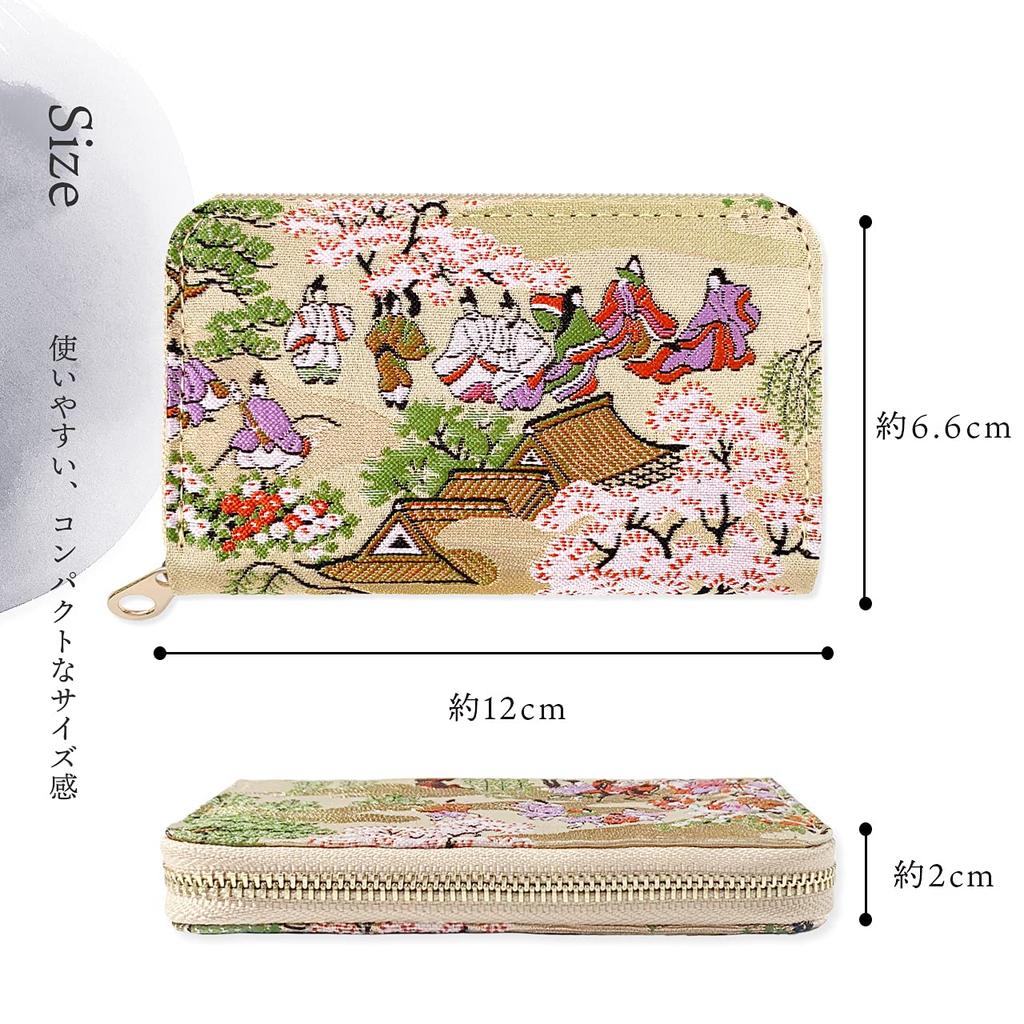 Münze rund Reißverschluss kleine Münze Nishijin Genji Emaki Fall, Beutel, Brieftasche, Geldbörse, Fall, kompakt, Damen, Kimono, wunderschön, Ori, Takamisha, (Volumen