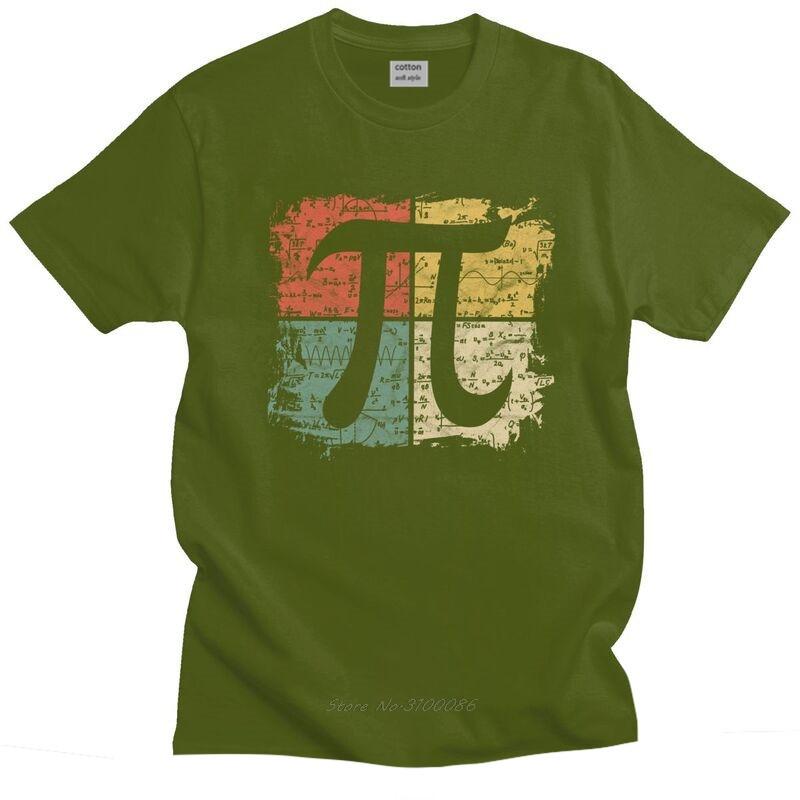 Retro Square Pi Symbol Gift T Shirt Men Cotton Tshirt Leisure Tee Short Sleeves Math Equations Teacher Geek T-shirts Loose Fit