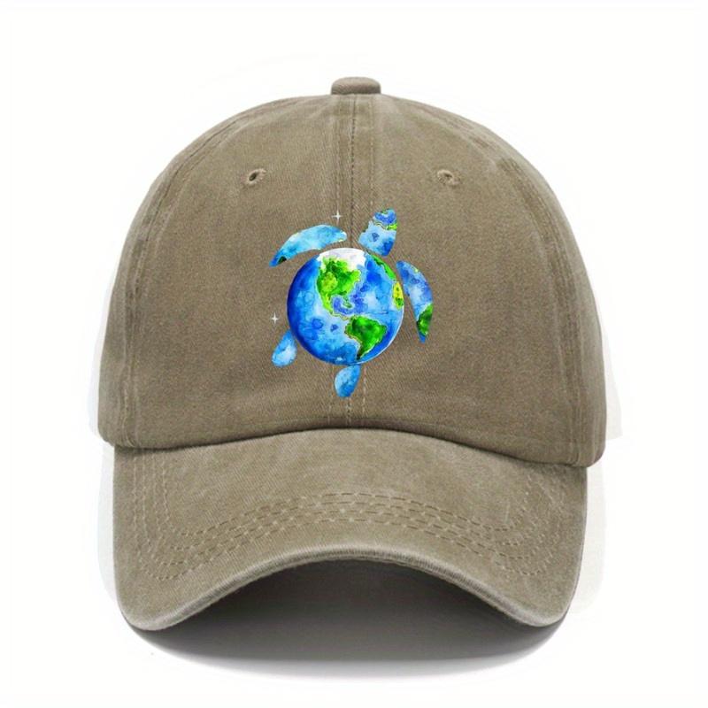 Earth Day Turtle Watercolor Print Baseball Cap Vintage Casual Sun Protection Outdoor Unisex Cap