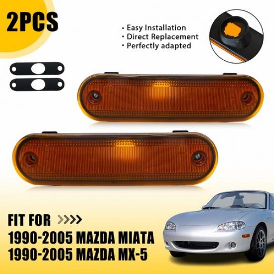Amber Left + Right Side Marker Light NA01515EXA For 1990-05 Mazda Miata MX-5