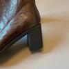 Cowhide Women's High-Heeled Ankle Boots - 2025 Autumn/Winter Square Toe Martin Boots with Thick Heels for a Slimming, Petite French Style