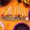 Spider Ghost Halloween Broom Wooden Red Rope Broom Mini Broom Pendant  Halloween Festival