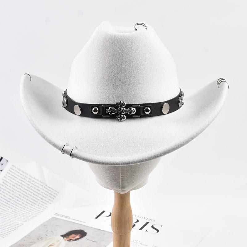 Unisex Solid Color Roll Up Brim Felt Fedora Hat Vintage Western Cowboy Hat Outdoor Travel Cowgirl Hats