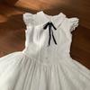 Mädchen Französisches Einfarbiges Schleifen-Tutu-Kleid Locker Elegantes Prinzessinnenkleid für Große Kinder