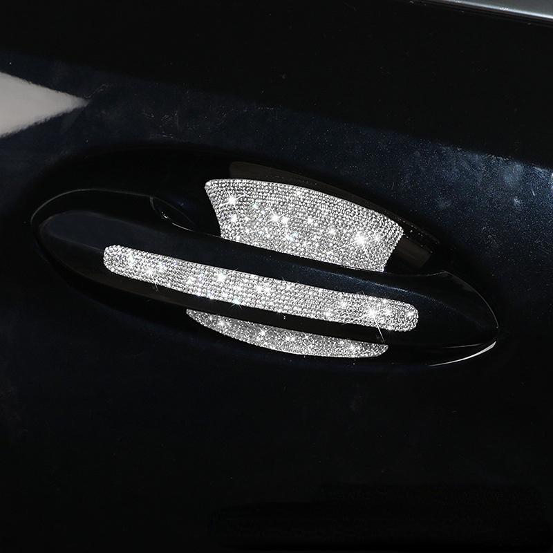 Autocollants de poignée de porte de voiture en strass, autocollants de protection de poignée de porte à paillettes en cristal, autocollants de sécurité anti-rayures réfléchissants pour voiture