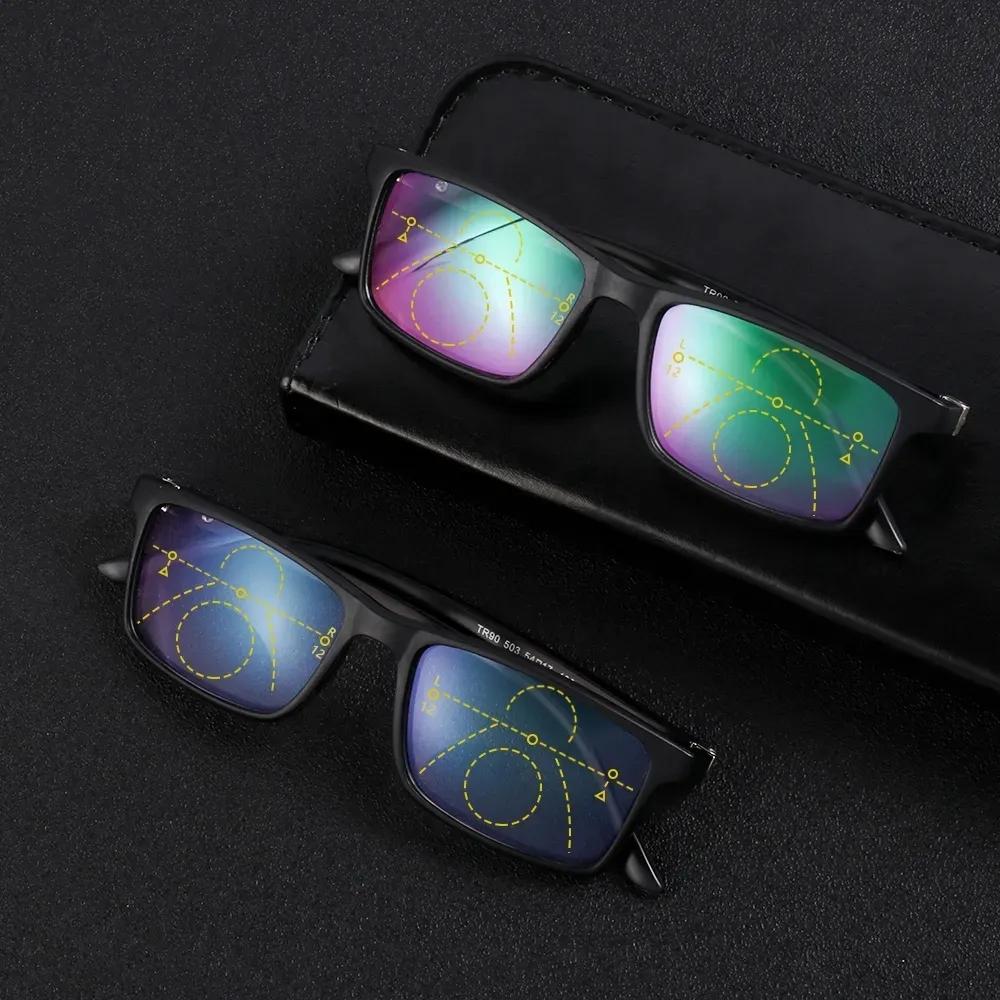 Bifocal Lenses Progressive Multi-Focus Reading Glasses For Men  Anti-Blue Light Near Far Reading Glasses Metal