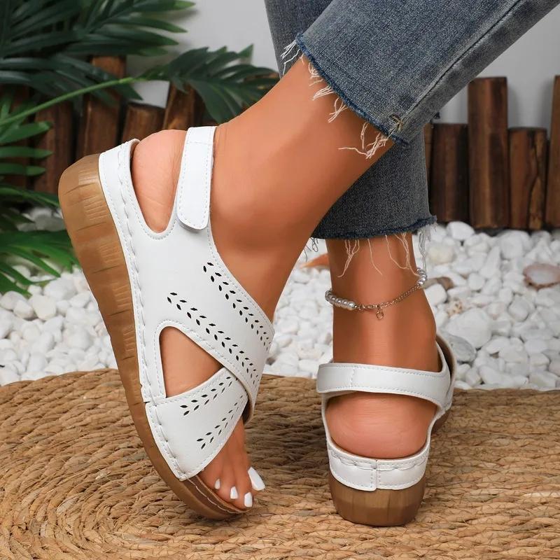 2025 Summer Fashion Women's Sandals New Wedges Peep Toe Sandals Women Hollow Platform Outdoor High Heels Sandalias De Mujer