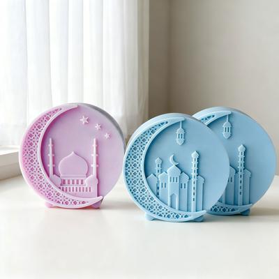 DIY Epoxy Resin Islam Building Ramadan Silicone Mold Handmade Aroma Candle Gypsum Eid Mubarak Ramadan Moon Series Mold