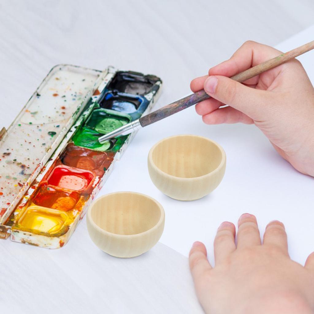 10 Pcs Small Wooden Bowl Unfinished Crafts Bowls Decorate for Painting Unpainted