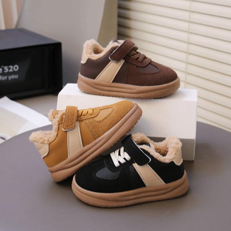 Zimowe bawełniane buty dziecięce w stylu koreańskim, ciepłe zimowe buty z wełny jagnięcej dla chłopców, bawełniane buty na polarowej podszewce dla dziewczynek