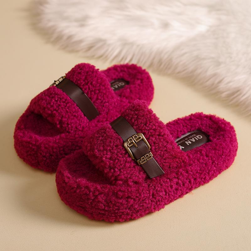 

Модная ретро пряжка ремня Обувь Мао Мао верхняя одежда 2025 осень и зима новая удобная мягкая подошва повседневная универсальная шлепанцы женские 41