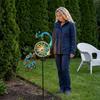 Metal Peacock Garden Stake with Decorative Spinner Outdoor Yard Art Sculpture Weather Resistant for Lawn Patio Pathway Decoration