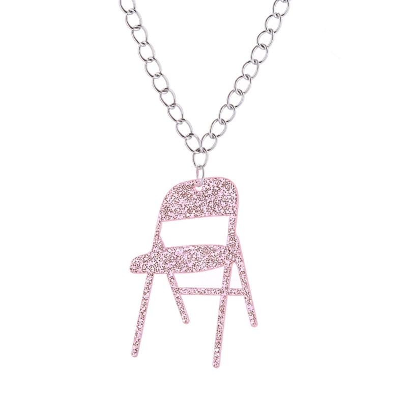 Acrylic Chair Pendant Necklace Simple Glitter Chair Earring Unique Charm Necklace Funny Dangle Earrings Fashion Jewelry