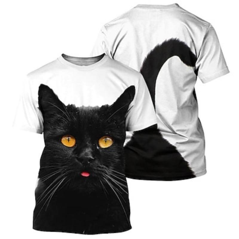 Men's Graphic Animal Cat T-Shirt Short Sleeve Tee 3D Print Crew Neck Shirt Vintage Fashion Designer Outdoor Casual Daily Spring Summer Clothing