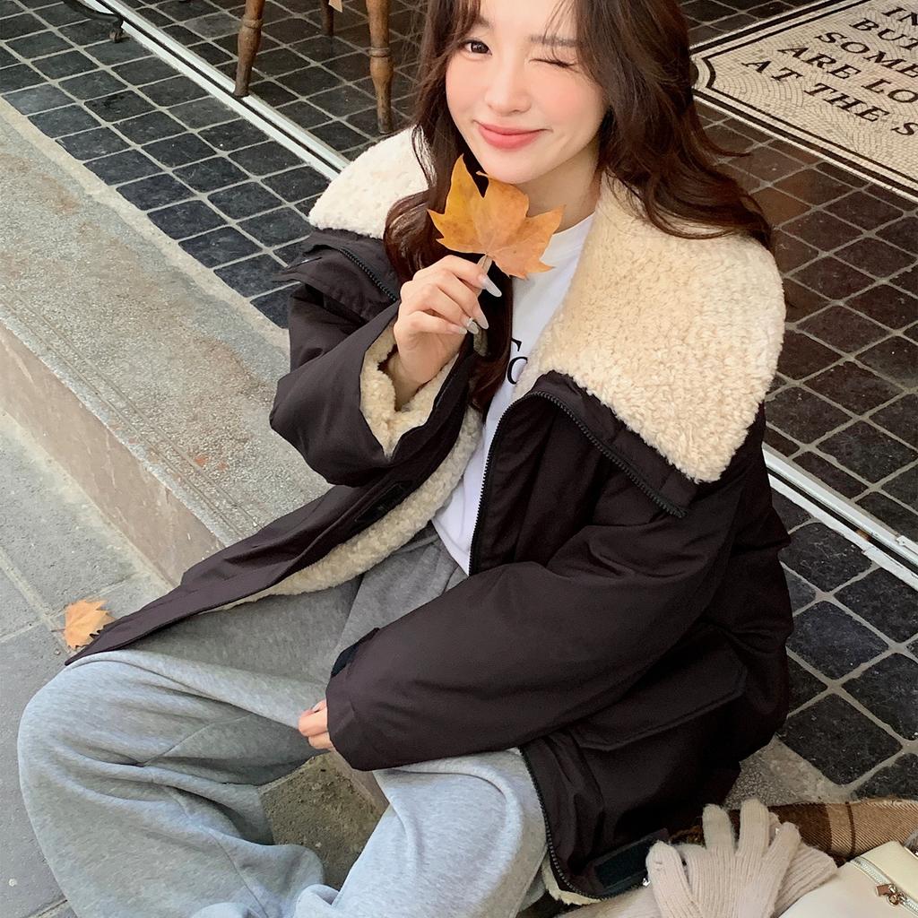 Large Laps Fur-Lined Thickened Workwear Parkas Women's Jacket