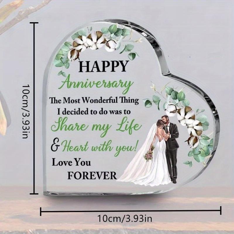Gifts for Him Her Anniversary Acrylic Plaque, Cotton Flower Romantic Plaque Table Decoration, Clear Acrylic Sign Inspirational Wedding Gift for Coupl