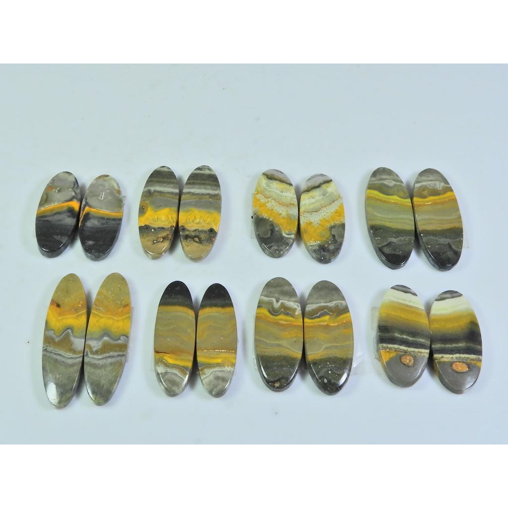 9X21-10X26MM Natural Bumble Bee Jasper Pair Oval Cabochon Gemstone 8Pair Lot C-116