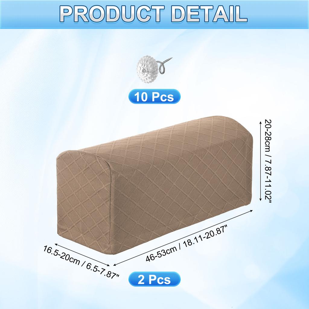 2pcs Stretch Armrest Covers, Polyester Soft Armchair Slipcovers Couch Recliner Arm Cover with Twist Pins Chair Sofa Protector
