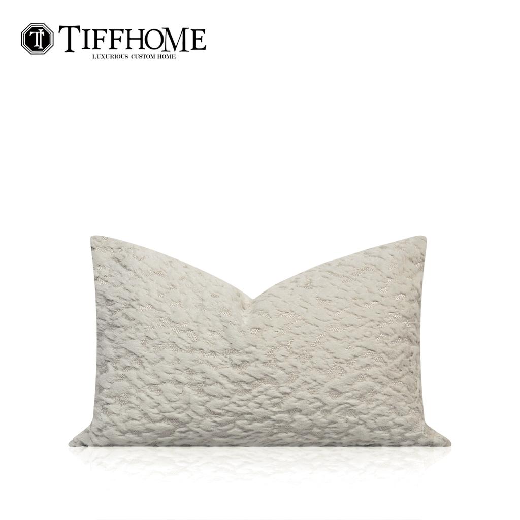 TiffHome Luxury Soft Plush Velvet Lumbar Pillow 3D Wavy Texture Cushion Case Decorative Pillows for Car Seat Office Home Decor