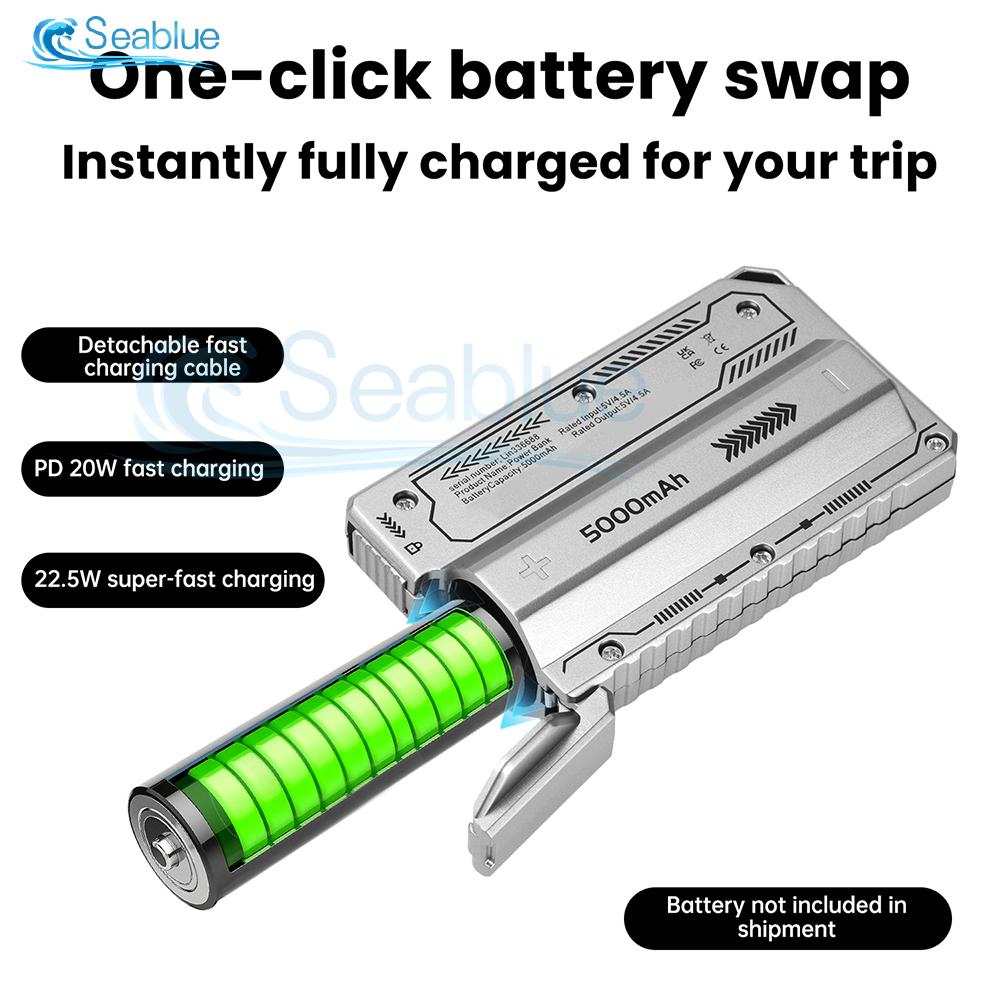 1X 21700 Power Bank Case Solder-Free DIY Kit PD 20W Fast Charging Detachable Cable Portable Battery Case for Outdoor Activities