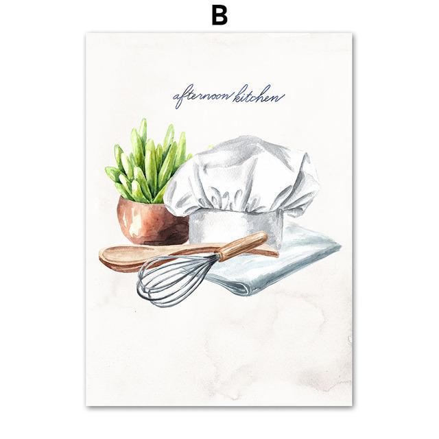 

Кухонная утварь, художественная картина, безрамный скандинавский настенный декор, холст, картина, безрамный кухонный нож и вилка, постер, домашний декор 21*30cm