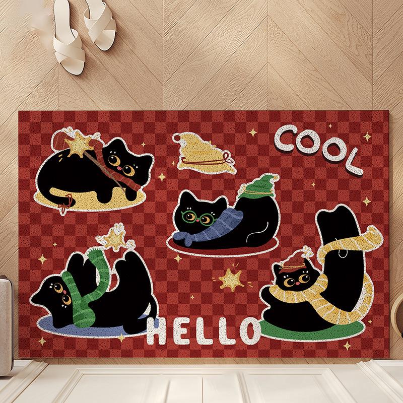 Tapete de Porta Antiderrapante com Filhote de Natal - Remove Poeira, Resistente a Manchas, Tapete de Entrada Cortável