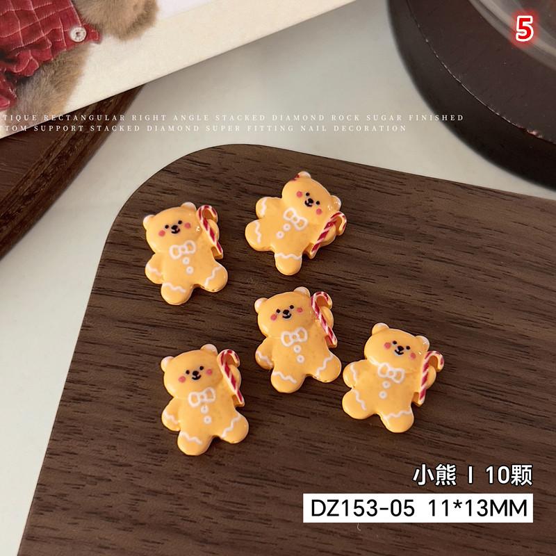 10 ks Kawaii Vánoční perníček los pryskyřičné ozdoby na nehty kreslené kreativní žlutý medvídek sněhulák dekorace na nehty DIY nehty