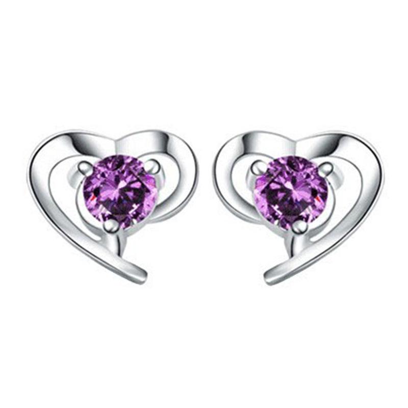 Ear jewelry Women's soft heart-shaped silver-plated stud earrings jewelry