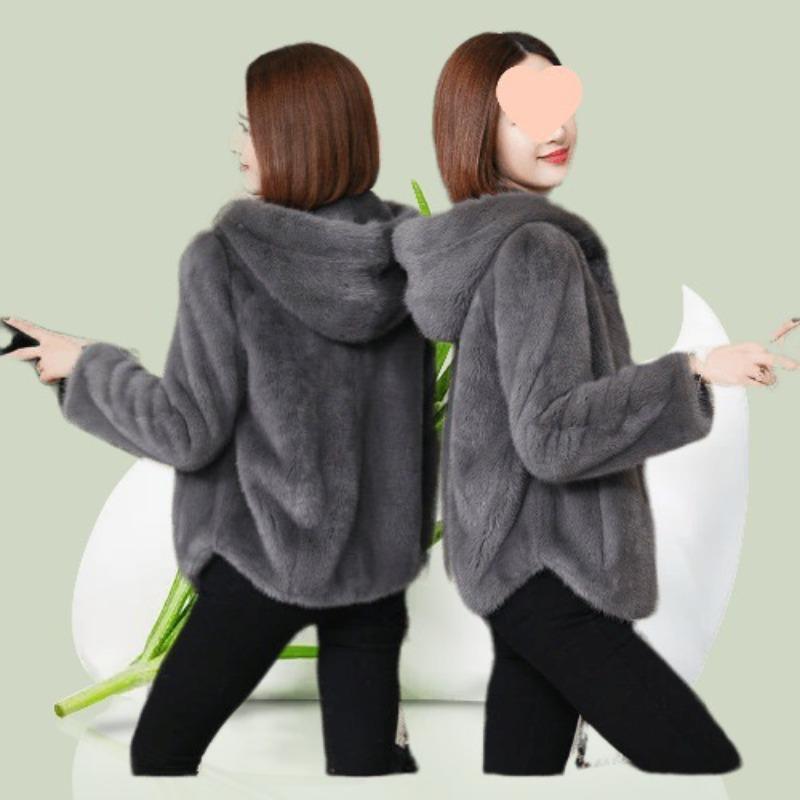Coral fleece jacket women's short autumn and winter new small thickened hooded sweater jacket large size thin
