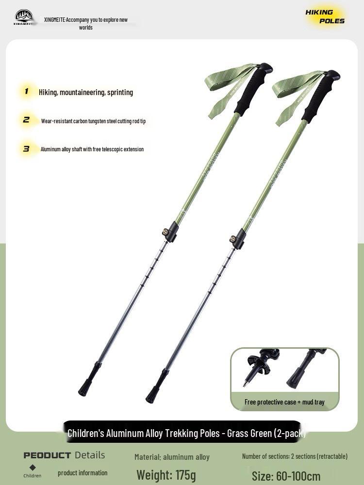 Kids' Folding Trekking Poles: Aluminum, Non-slip, Shock-Absorbing Design for Outdoor Hiking