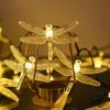 Solar Dragonfly LED String Lights - Outdoor Waterproof Decor for Balcony and Garden Atmosphere.