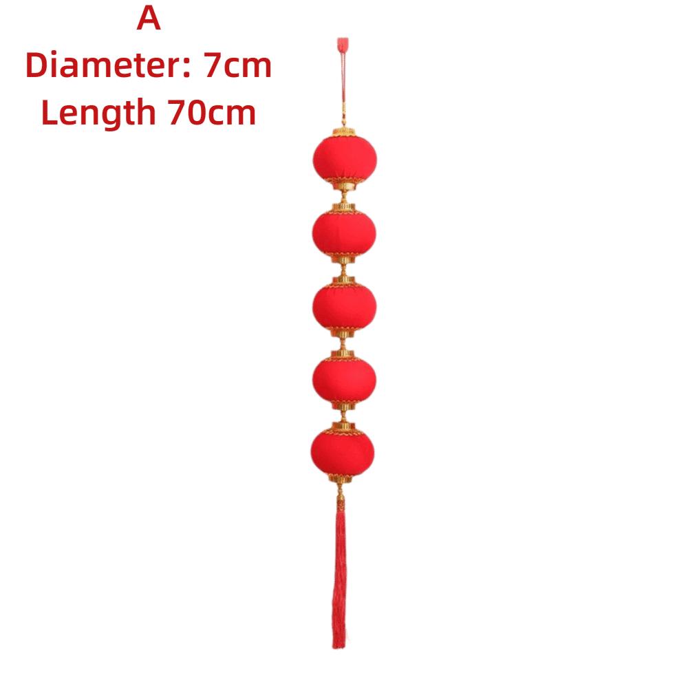 Printed Pattern Chinese Lantern Pendant Flocked Fabric Circular Window Lantern Chinese New Year