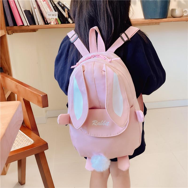 Girls' Cute Rabbit Backpack - Korean Style, Double Shoulder School Bag