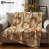 Tan Floral Line Art Lightweight Microfiber Soft Christmas Fleece Blanket Warm Cozy Throw for Bed Sofa Office Travel All Season