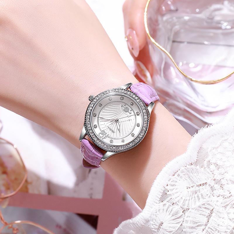 Kuaishou Diamond-Encrusted Light Luxury Fashion Women'S Belt Is Not Waterproof Watch Science
