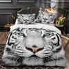 Wild Animal Duvet Cover Set King Queen Twin Full Size 3D Print Tiger Lion Leopard Beast Polyester Bedding Set for Kids Boys Teen
