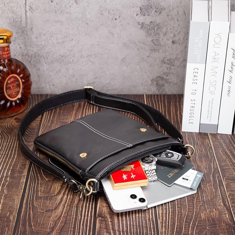 Men's Soft Leather Korean-Style Casual Messenger Bag – Small Vertical Flip Shoulder Bag