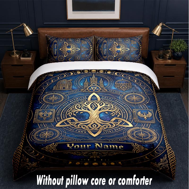 Witchcraft Theme Custom Text Or Name 3Pcs Bedding Set,1 Flat Sheet & 2 Pillowcases Personalized Home Bedding
