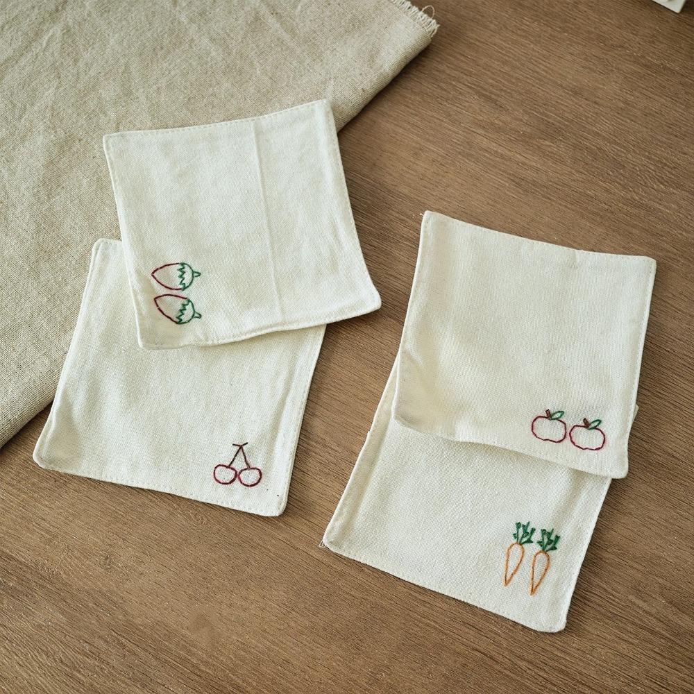 

4PCS/SET Rustic Plaid Embroidered Coasters Handmade Insulation Pad Cotton Coasters Pot Protection Style 5