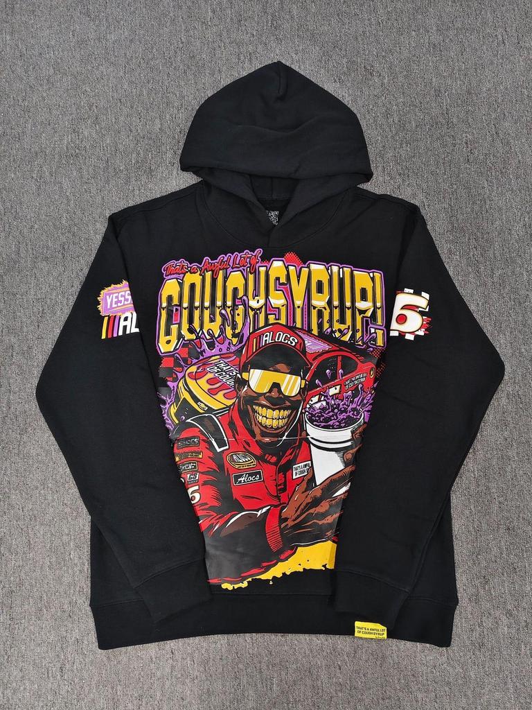 "That's an Awful Lot of Cough Syrup" Anime Print Hoodie for Men - Trendy Brand Original Label.