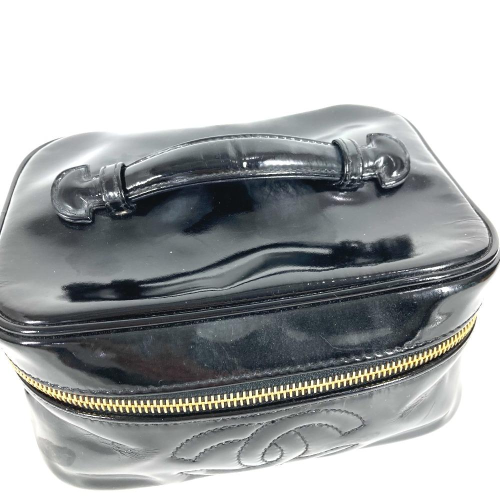 CHANEL Monogram Vanity bag CC CC Mark logo Bag Hand Bag Hand Bag enamel Black