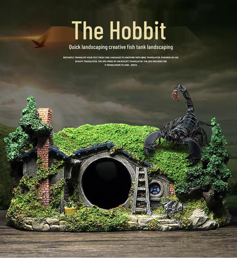 Hobbit House Fish Tank Decoration: Castle, Treehouse & Hiding Spot for Fish, Shrimp, Hermit Crabs, and Reptiles