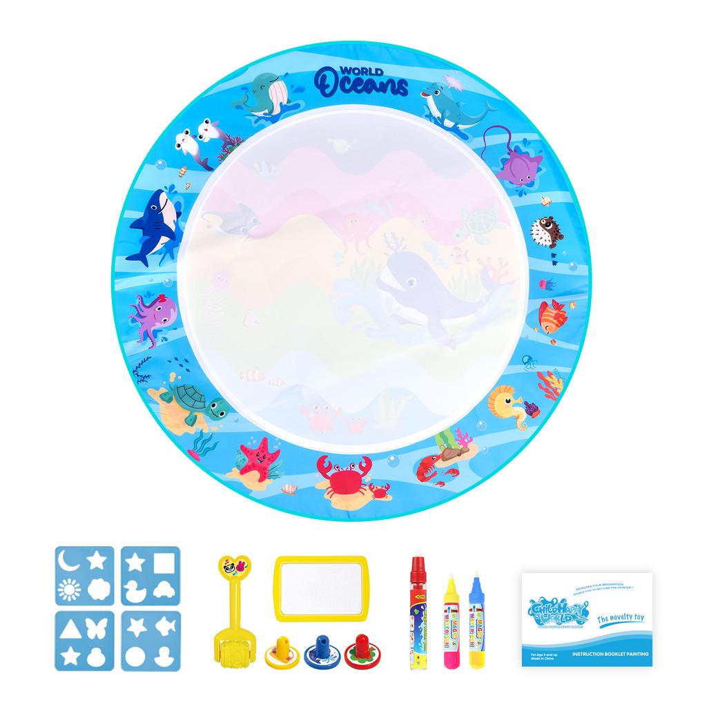 Kids Magic Water Drawing Mat Coloring Doodle with Reusable Magic Pens Montessori Toys Painting Board Educational Toys Kids Gifts