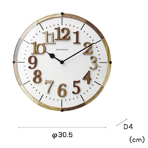 Interform CL-9706 Radio-Controlled Wall Clock, Teal, Brown, White, 30.5cm, Natural, Nordic Style