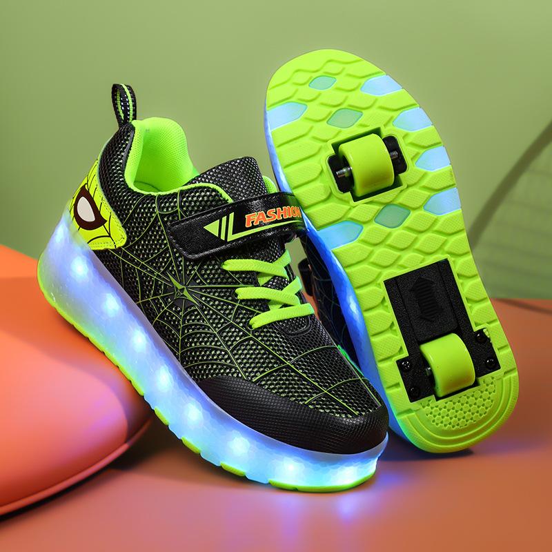 Spider Web Runaway Shoes Boys and Girls Students Light LED Light Charging Light Shoes Roller Skates