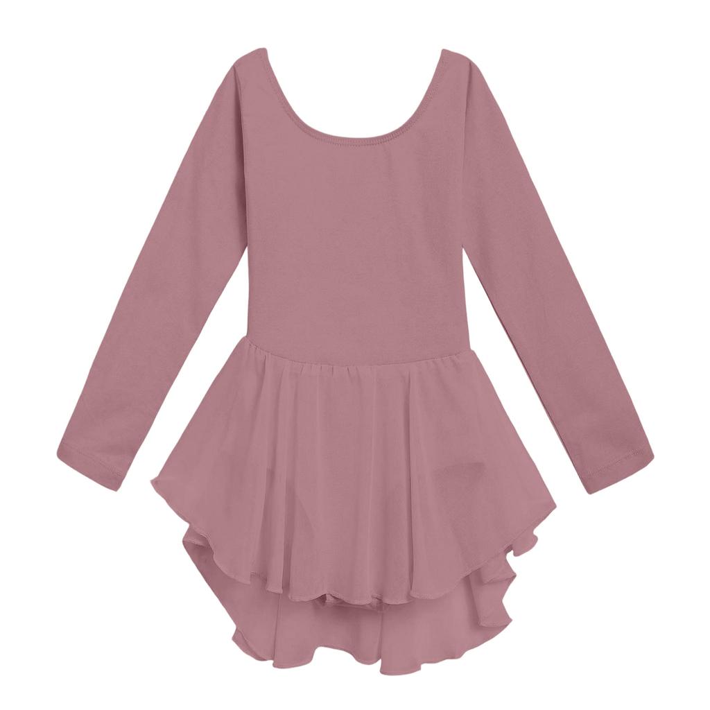 Mädchen Farbiger Langer Ärmel Tüll Body Tanzkostüm